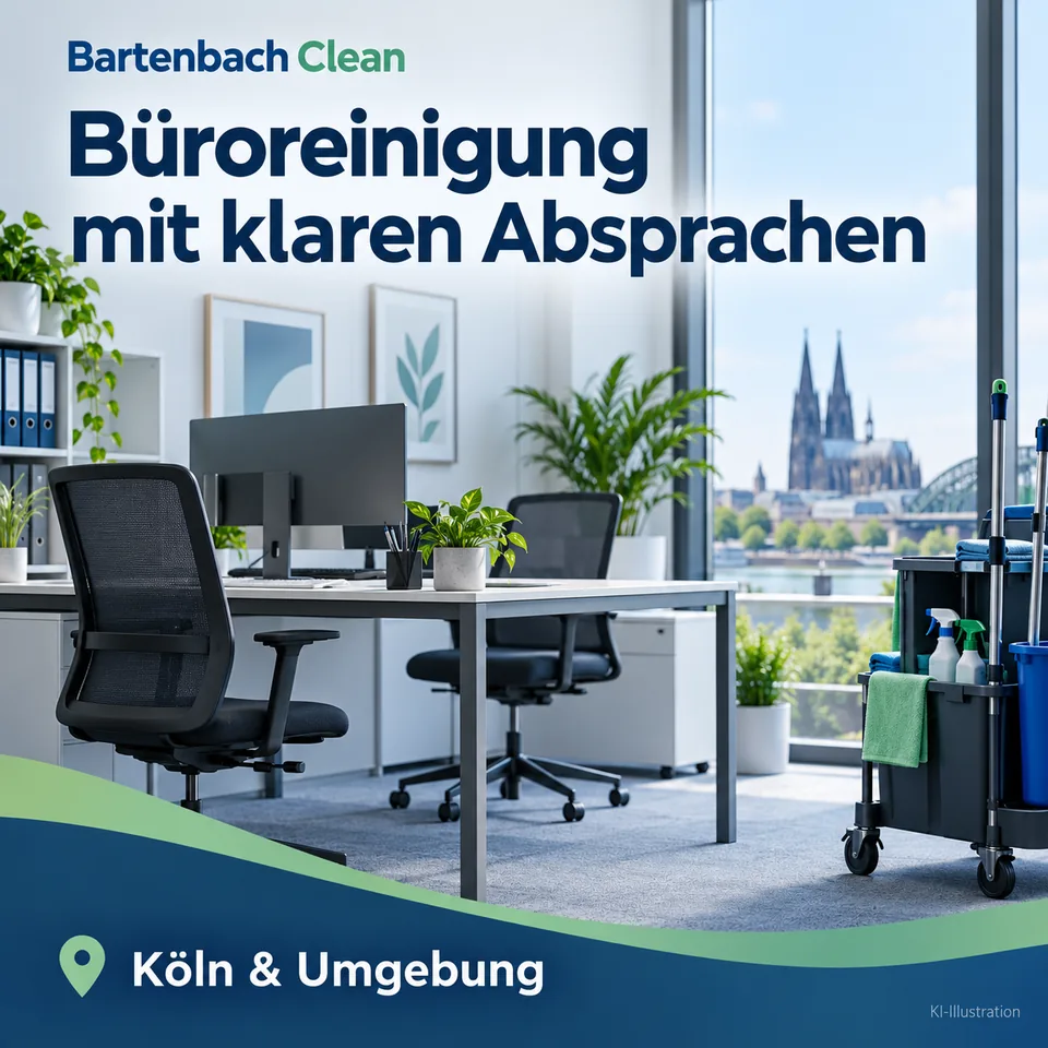 KI-Illustration eines gepflegten Bürobereichs